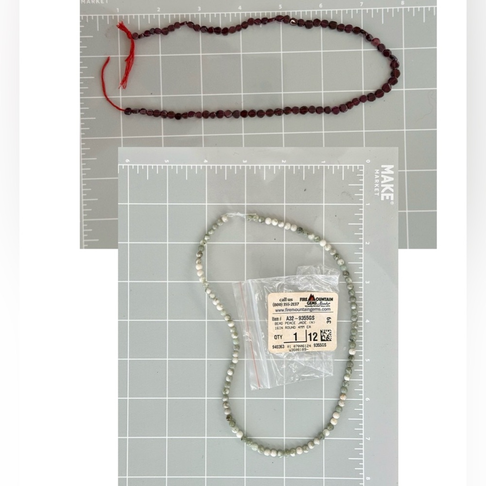 Gemstone beads, two strings for jewelry or crafts.